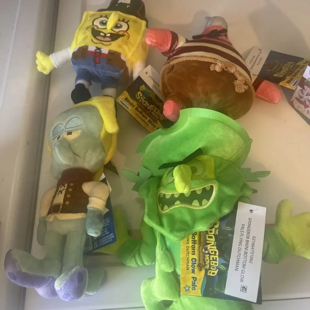 SpongeBob Movie Search for SquarePants Plush 4 - Squidward Patrick Dutchman lot